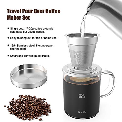 Portable Stainless Steel Pour Over Coffee Maker Set