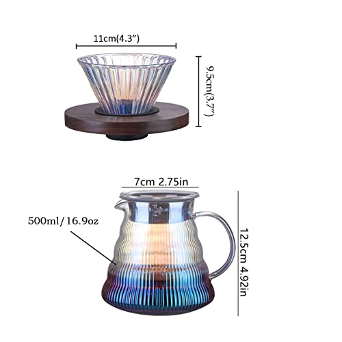 16oz Pour Over Glass Coffee Brewer Set