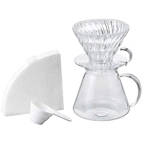 Hario Glass V60 Pour Over Set with Glass Server
