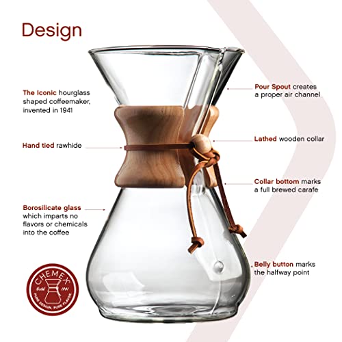 Chemex Classic Pour-Over Glass Coffeemaker - 8-Cup