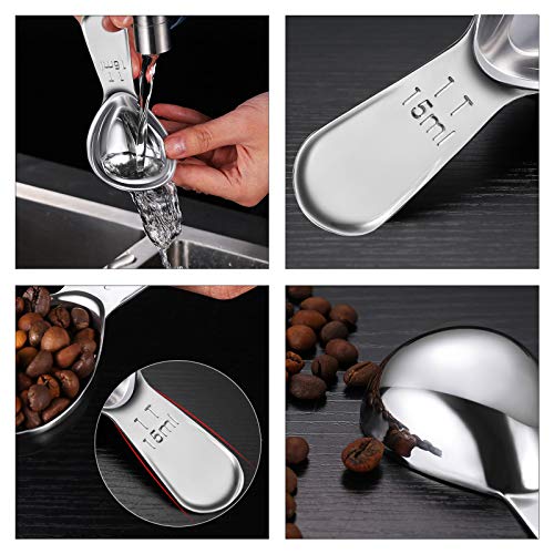 Coffee Scoop Set, Stainless Steel Measuring Spoons (Silver)