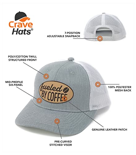 Crave Hats Coffee Trucker Hat, Gray/White