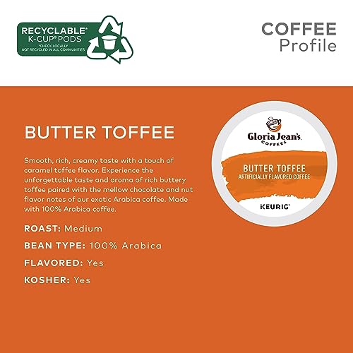 Gloria Jean's Coffees Butter Toffee K-Cup Pods, 24 Count