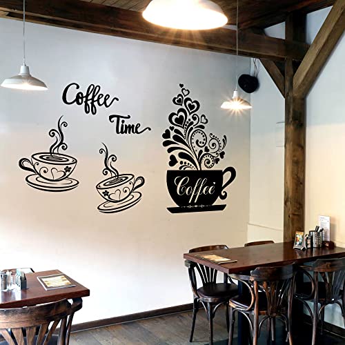Black Coffee Cup Wall Decals for Home Cafe