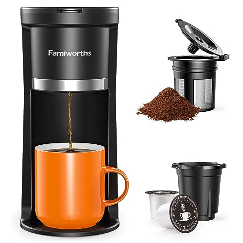 Mini Single Serve Coffee Maker, K-Cup & Ground Coffee