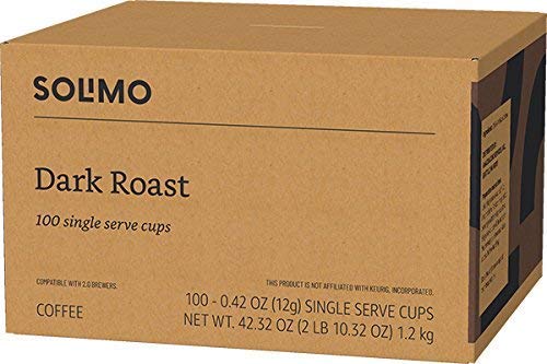 Solimo Dark Roast Coffee Pods - 100 Count