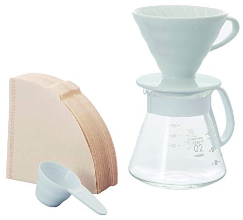 Hario V60 Pour Over Set - Ceramic Dripper, Glass Server