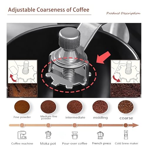 Portable Manual Coffee Grinder with Ceramic Burr - 2 Glass Jars (11oz)