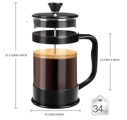 Utopia Kitchen French Press - Triple Filter, 34oz