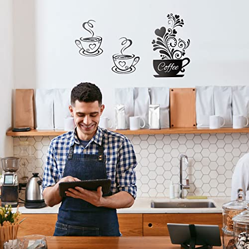 Coffee Cup Flower Wall Art Sticker for Kitchen