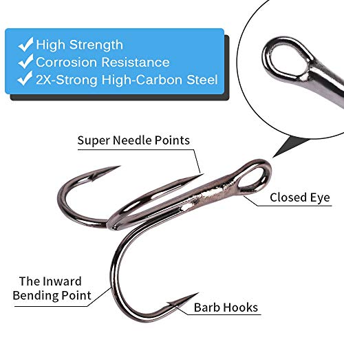 UCEC Fishing Hooks Treble Hooks Kit, Saltwater Freshwater