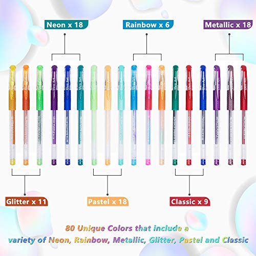 Adult Coloring Gel Pens Set, 160 Colors