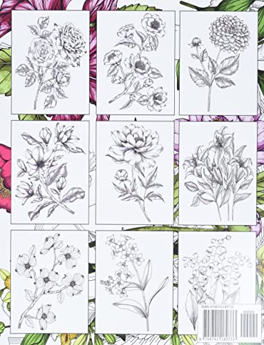 Blooming Adult Coloring Book: 50+ Relaxing Floral Designs