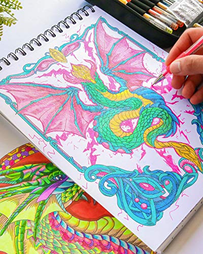 Colorful Dragons Adult Coloring Book - 50 Designs