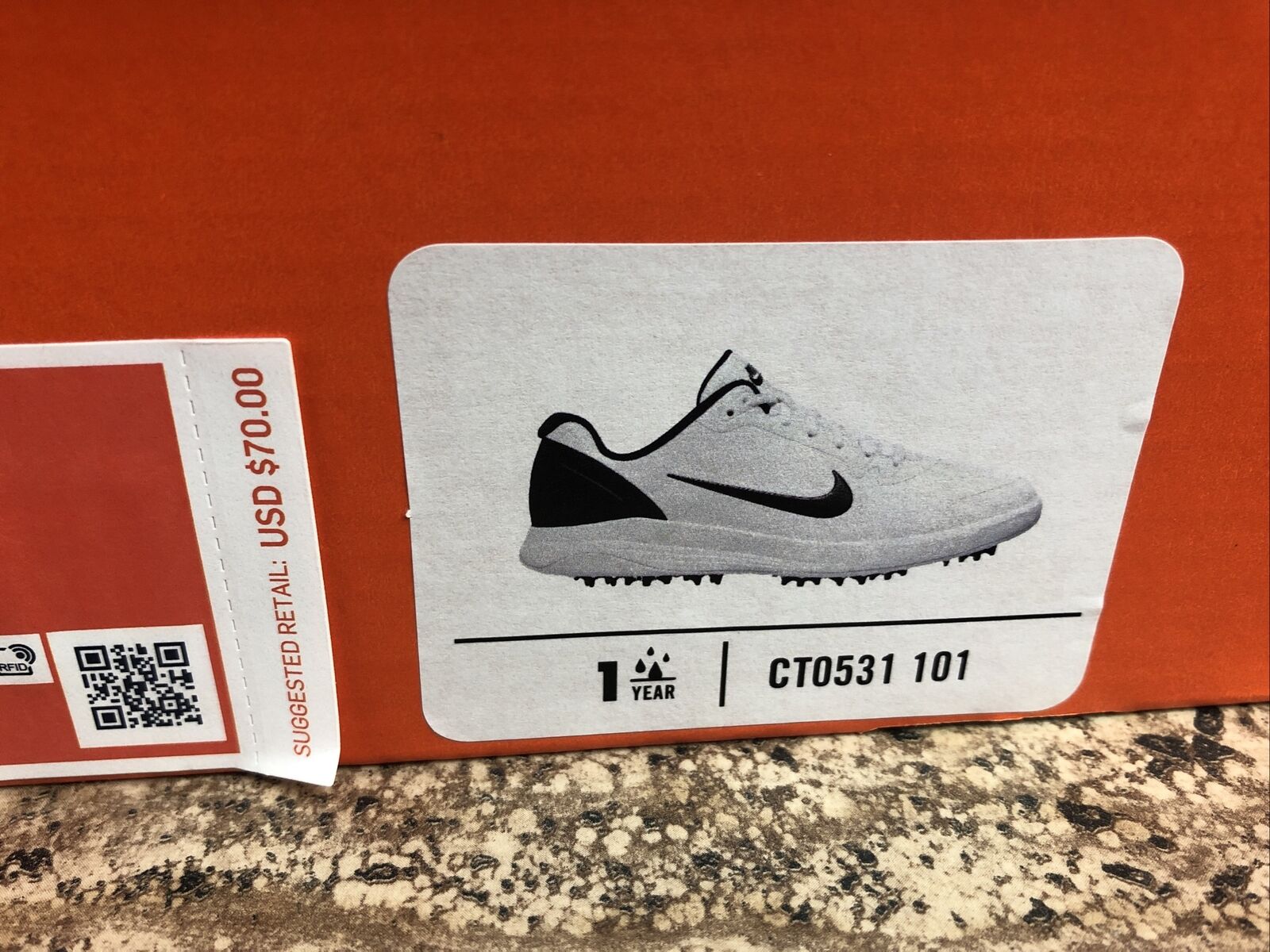 Nike Infinity G Men's Golf Shoes Size 8 White-Black