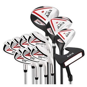 KVV Premium Golf Whole Set 11-Piece for Men Driver, Fairway, Hybrid, 5#-P# Irons, Putter Right Hand Steel Shaft Regular Flex Golf Clubs, Without Golf Bag