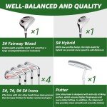 XDriveMax 8 Pieces Complete Mens Golf Club Set Right/Left Hand for Men Women Includes Stand Bag with Rain Hood, 3# Fairway Wood with Head Covers, 5# Hybrid, 5#, 7#, 9# S# Irons and Putter