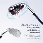 Tangkula 12 Pieces Men’s Complete Golf Club Set Right Hand, Golf Club Package Set with 460CC #1 Driver & #3 Fairway & #5 Hybrid & #5/#6/#7/#8/#9/#P/#S Irons, Putter, Rain Hood, Portable Golf Stand Bag