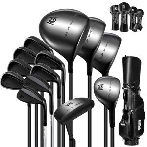PGM 13 Piece Men's Complete Golf Club Sets - Ultra-Thin Face Titanium Driver (0.85+ COR), High COR Fairway Woods, Forged Irons, Precision CNC Milled Putter, with Stand Bag - Right Handed