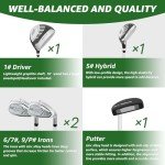 XDriveMax 6 Pieces Kids Golf Club Set, Junior Golf Club Set Ages 12-14 Includes Stand Bag, 1# Drive, 5# Hybrid, 6/7#, 9/P# Irons and Putter Right Hand for Boys Girls