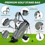 XDriveMax 6 Pieces Kids Golf Club Set, Junior Golf Club Set Ages 12-14 Includes Stand Bag, 1# Drive, 5# Hybrid, 6/7#, 9/P# Irons and Putter Right Hand for Boys Girls