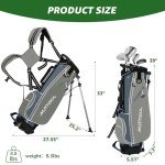 XDriveMax 6 Pieces Kids Golf Club Set, Junior Golf Club Set Ages 12-14 Includes Stand Bag, 1# Drive, 5# Hybrid, 6/7#, 9/P# Irons and Putter Right Hand for Boys Girls
