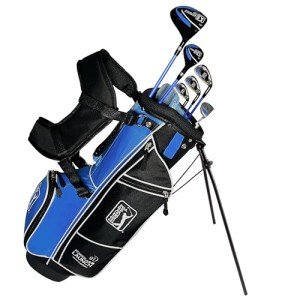 PGA TOUR Youth Golf Club Set – 10-Piece Right-Handed Kids Golf Set for Ages 8-12 (4’8”-5’2”) – Beginner Junior Golf Clubs with Lightweight Stand Bag, Mallet Putter, Hybrid, Driver & More
