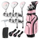 GYMAX Complete Golf Club Set for Women, 14 PCS Right Hand Golf Set with #1 Driver & #3 Fairway & #4 Hybrid & #6/#7/#8/#9/#P Irons, Putter & Head Covers, Ladies Golf Clubs Full Set (Pink)