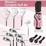 GYMAX Complete Golf Club Set for Women, 14 PCS Right Hand Golf Set with #1 Driver & #3 Fairway & #4 Hybrid & #6/#7/#8/#9/#P Irons, Putter & Head Covers, Ladies Golf Clubs Full Set (Pink)