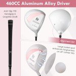 GYMAX Complete Golf Club Set for Women, 14 PCS Right Hand Golf Set with #1 Driver & #3 Fairway & #4 Hybrid & #6/#7/#8/#9/#P Irons, Putter & Head Covers, Ladies Golf Clubs Full Set (Pink)