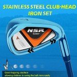 PGM Golf Club Set - 6 Pieces Junior Complete Golf Club Set for Kids Children - Right Handed - Driver(#1), Hybrid, Iron(#7,#9,#S), Putter, Golf Stand Bag