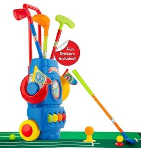 ToyVelt Toddler Golf Set - Kids Golf Clubs with 6 Balls, 4 Golf Sticks, 2 Practice Holes and a Putting Mat - Promotes Physical & Mental Development (Blue)