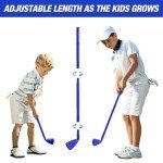 HYES Toddler Golf Set, Upgraded Kids Golf Clubs with 12 Balls, Putting Mat, Shoulder Strap, Indoor Outdoor Sport Toys Gift for Boys Girls, Blue