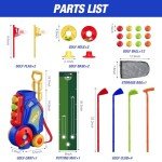 HYES Toddler Golf Set, Upgraded Kids Golf Clubs with 12 Balls, Putting Mat, Shoulder Strap, Indoor Outdoor Sport Toys Gift for Boys Girls, Blue