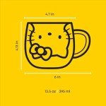 JoyJolt Hello Kitty 3D Coffee Mug, 13.5 oz Double Wall Glass Cup with 3D Design, Insulated Cute Mug for Tea, Latte, or Iced Coffee, Kawaii Sanrio Cup, Hello Kitty Kitchen Stuff