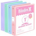 4 Pack Extra Durable 3 Ring Binders 1 Inch, Sooez 1” Three Ring Binder, Eco-Friendly & PVC Free, Customizable Clear View Cover for Letter Size 8.5 x 11'' Paper, Pastel School Office Supplies for Girl