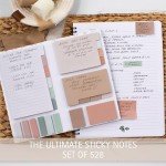 Aesthetic Pastel Sticky Notes Set of 528 with Tabs For Bible Study - Incl. Sturdy Cover to Keep Your Notes Safe - Cute School Accessories, College, Students, Teachers or Office Desk Supplies for Women