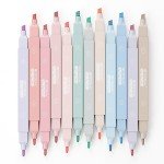 GOTIDEAL Aesthetic Cute Pastel Highlighters set, Dual tip 12 Pack No Bleed Bible Highlighters for office, School study accessory supplies