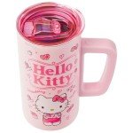 Silver Buffalo Sanrio Hello Kitty Double Wall Stainless Steel Coffee Mug with Handle Featuring Hello Kitty, 15 Ounces