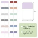 EOOUT 480 Pieces Sticky Tabs, Writable and Repositionable Filing Tabs Flags for Documents Notebooks Classification Aesthetic Office School Supplies