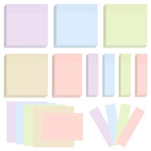 BAYTORY 6 Pads Soft Pastel Sticky Notes, Memo Sticky Note, Colorful Self-Stick Note Easy to Post for Office School Home Study (3 x 3 Inch & 3 x 2 Inch & 3 x 0.7 Inch)