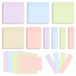 BAYTORY 6 Pads Soft Pastel Sticky Notes, Memo Sticky Note, Colorful Self-Stick Note Easy to Post for Office School Home Study (3 x 3 Inch & 3 x 2 Inch & 3 x 0.7 Inch)