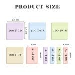 BAYTORY 6 Pads Soft Pastel Sticky Notes, Memo Sticky Note, Colorful Self-Stick Note Easy to Post for Office School Home Study (3 x 3 Inch & 3 x 2 Inch & 3 x 0.7 Inch)