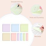 BAYTORY 6 Pads Soft Pastel Sticky Notes, Memo Sticky Note, Colorful Self-Stick Note Easy to Post for Office School Home Study (3 x 3 Inch & 3 x 2 Inch & 3 x 0.7 Inch)
