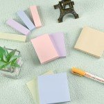 BAYTORY 6 Pads Soft Pastel Sticky Notes, Memo Sticky Note, Colorful Self-Stick Note Easy to Post for Office School Home Study (3 x 3 Inch & 3 x 2 Inch & 3 x 0.7 Inch)