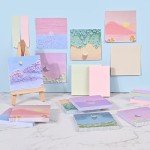 BAYTORY 6 Pads Soft Pastel Sticky Notes, Memo Sticky Note, Colorful Self-Stick Note Easy to Post for Office School Home Study (3 x 3 Inch & 3 x 2 Inch & 3 x 0.7 Inch)