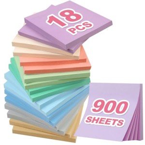 Joyberg 18 Pads Sticky Notes, 3x3” Aesthetic Sticky Notes, 9 Colors of Neutral Notes for Office, School, Home Desks, and More, 50 Sheets/Pad