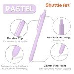 Shuttle Art Retractable Pastel Gel Ink Pens, 11 Pack Black Ink Pens, Cute Pens 0.5mm Fine Point for Writing Journaling Taking Notes School Office Home