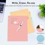8 Count/1 Set Write & Erase Binder Dividers with Tabs, Durable Plastic 8 Tab Dividers for 3 Ring Binder Letter Size, Separators for Student School Home Office Document Organizer, Pastel