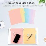 8 Count/1 Set Write & Erase Binder Dividers with Tabs, Durable Plastic 8 Tab Dividers for 3 Ring Binder Letter Size, Separators for Student School Home Office Document Organizer, Pastel